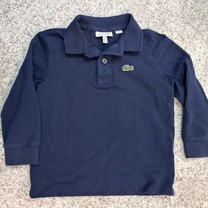 Kids Lacoste Navy blue long sleeve polo.